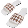 imageSweatyRocks Womens Open Toe Slide Sandals fashion Slides Plaid Slip On Flat SandalsWhite