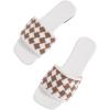 imageSweatyRocks Womens Open Toe Slide Sandals fashion Slides Plaid Slip On Flat SandalsWhite