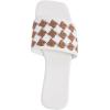 imageSweatyRocks Womens Open Toe Slide Sandals fashion Slides Plaid Slip On Flat SandalsWhite