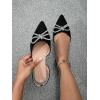 imageSweatyRocks Womens Rhinestone Pointed Toe Flats Sparkly Bow Decor Flats Dress ShoesBlack