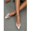 imageSweatyRocks Womens Rhinestone Pointed Toe Flats Sparkly Bow Decor Flats Dress ShoesSolid Apricot