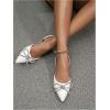 imageSweatyRocks Womens Rhinestone Pointed Toe Flats Sparkly Bow Decor Flats Dress ShoesWhite