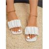 imageSweatyRocks Womens Ruched Slide Sandals Square Open Toe Outdoors Flat Sandals SlippersWhite