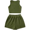 imageSweatyRocks Womens Suit Two Piece Outfits Sleeveless Crop Cami Top and Shorts SetArmy Green