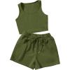 imageSweatyRocks Womens Suit Two Piece Outfits Sleeveless Crop Cami Top and Shorts SetArmy Green