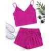 imageSweatyRocks Womens Suit Two Piece Outfits Sleeveless Crop Cami Top and Shorts SetBright Pink