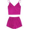 imageSweatyRocks Womens Suit Two Piece Outfits Sleeveless Crop Cami Top and Shorts SetBright Pink