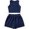 imageSweatyRocks Womens Suit Two Piece Outfits Sleeveless Crop Cami Top and Shorts SetDark Blue
