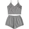 imageSweatyRocks Womens Suit Two Piece Outfits Sleeveless Crop Cami Top and Shorts SetGrey2
