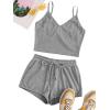 imageSweatyRocks Womens Suit Two Piece Outfits Sleeveless Crop Cami Top and Shorts SetGrey2