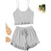 imageSweatyRocks Womens Suit Two Piece Outfits Sleeveless Crop Cami Top and Shorts SetGrey4
