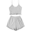 imageSweatyRocks Womens Suit Two Piece Outfits Sleeveless Crop Cami Top and Shorts SetGrey4