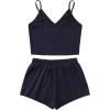 imageSweatyRocks Womens Suit Two Piece Outfits Sleeveless Crop Cami Top and Shorts SetNavy