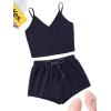 imageSweatyRocks Womens Suit Two Piece Outfits Sleeveless Crop Cami Top and Shorts SetNavy
