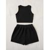 imageSweatyRocks Womens Suit Two Piece Outfits Sleeveless Crop Cami Top and Shorts SetPure Black