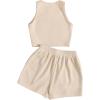 imageSweatyRocks Womens Suit Two Piece Outfits Sleeveless Crop Cami Top and Shorts SetSolid Apricot