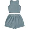 imageSweatyRocks Womens Suit Two Piece Outfits Sleeveless Crop Cami Top and Shorts SetSolid Dusty Blue