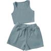 imageSweatyRocks Womens Suit Two Piece Outfits Sleeveless Crop Cami Top and Shorts SetSolid Dusty Blue