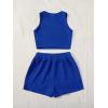 imageSweatyRocks Womens Suit Two Piece Outfits Sleeveless Crop Cami Top and Shorts SetSolid Royal Blue