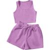imageSweatyRocks Womens Suit Two Piece Outfits Sleeveless Crop Cami Top and Shorts SetViolet Purple