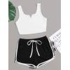 imageSweatyRocks Womens Suit Two Piece Outfits Sleeveless Crop Cami Top and Shorts SetWhite Black