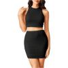 imageSweatyRocks Womens 2 Piece Outfits Crewneck Crop Tank Tops and Mini Skirts SetsBlack