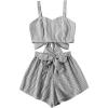 imageSweatyRocks Womens 2 Piece Outfits Summer Sleeveless Tie Back Crop Cami Top and Shorts SetBlack