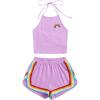 imageSweatyRocks Womens 2 Piece Set Halter Crop Top and Shorts SetPurple