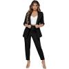 imageSweatyRocks Womens 2 Piece Solid Ruched Sleeve Blazer and Pants Business Office Suit SetBlack