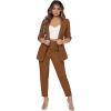 imageSweatyRocks Womens 2 Piece Solid Ruched Sleeve Blazer and Pants Business Office Suit SetCoffee Brown