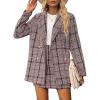 imageSweatyRocks Womens Business Suit 2 Pieces Tweed Blazer Jacket Coat and Skirt SetRed Black Plaid