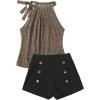 imageSweatyRocks Womens Floral Printed Summer Romper Boho Beach 2 Piece Outfits Top with ShortsDalmatian Black