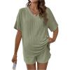 imageSweatyRocks Womens Maternity 2 Piece Outfits V Neck Short Sleeve Top and Elastic Waist Shorts SetArmy Green