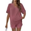 imageSweatyRocks Womens Maternity 2 Piece Outfits V Neck Short Sleeve Top and Elastic Waist Shorts SetRusty Rose