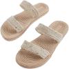 imageSweatyRocks Womens Open Toe Braided Slide Linen Sandal Double Straps Beach Flat SandalsKhaki