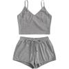imageSweatyRocks Womens Suit Two Piece Outfits Sleeveless Crop Cami Top and Shorts SetGrey2