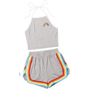 imageSweatyRocks Womens 2 Piece Set Halter Crop Top and Shorts SetPocketgrey1