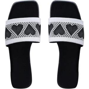 imageSweatyRocks Womens Heart Open Toe Flat Sandals Y2k Slip On Outdoor Trendy Slide SandalsBlack