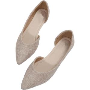 imageSweatyRocks Womens Pointed Fat Shoes Dressy Comfortable Office Shoes Closed Toe SandalsSolid Beige