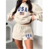 imageSweatyRocks Womens 2 Piece Fall Outfits Sets Oversized Hoodie Fleece Lounge Sets Sweatshirts Shorts SweatsuitsApricot