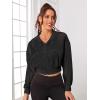 imageSweatyRocks Womens Activewear Hollow Out Mesh Full Zip Hoodie Jacket Crop Top with PocketsBlack