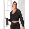imageSweatyRocks Womens Activewear Hollow Out Mesh Full Zip Hoodie Jacket Crop Top with PocketsBlack