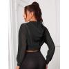 imageSweatyRocks Womens Activewear Hollow Out Mesh Full Zip Hoodie Jacket Crop Top with PocketsBlack