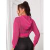 imageSweatyRocks Womens Activewear Hollow Out Mesh Full Zip Hoodie Jacket Crop Top with PocketsHot Pink