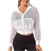 imageSweatyRocks Womens Activewear Hollow Out Mesh Full Zip Hoodie Jacket Crop Top with PocketsWhite