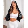imageSweatyRocks Womens Activewear Long Sleeve Hooded Sheer Mesh Sports Jacket Workout Crop TopBlack