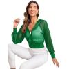 imageSweatyRocks Womens Activewear Long Sleeve Hooded Sheer Mesh Sports Jacket Workout Crop TopGreen