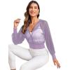 imageSweatyRocks Womens Activewear Long Sleeve Hooded Sheer Mesh Sports Jacket Workout Crop TopMauve Purple