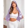imageSweatyRocks Womens Activewear Long Sleeve Hooded Sheer Mesh Sports Jacket Workout Crop TopMauve Purple