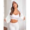 imageSweatyRocks Womens Activewear Long Sleeve Hooded Sheer Mesh Sports Jacket Workout Crop TopSolid White